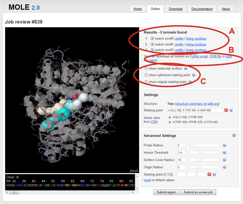 MOLE<em>online</em> Results page